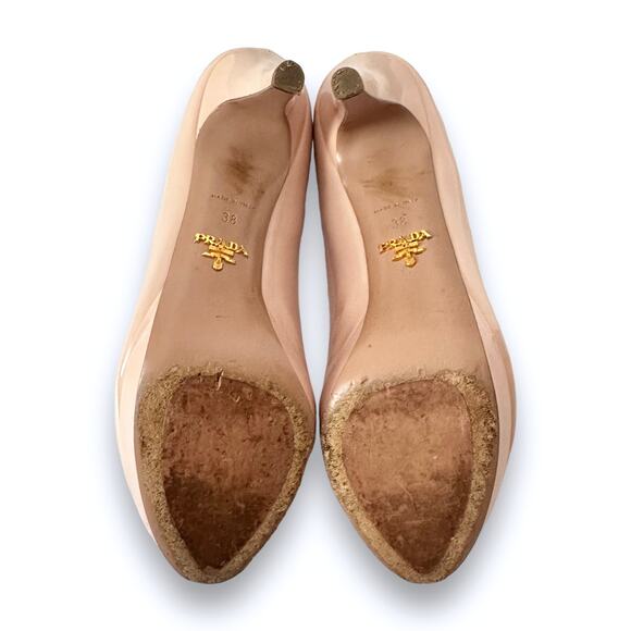 Prada Nude Patent Leather Platform Heels Size 7.5 or Euro 38 - Picture 10 of 10